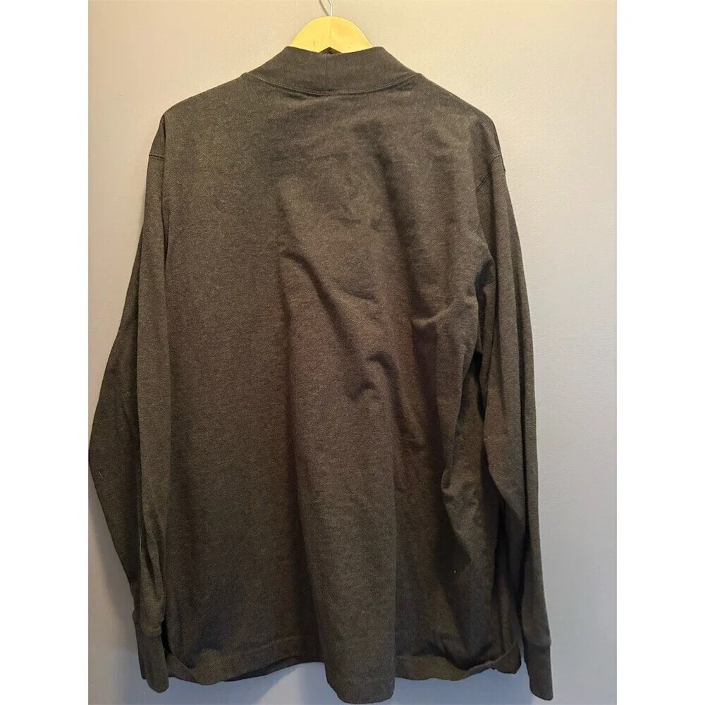 Lands' End Super-T Men's T-Shirt Size 2XL Dark Gray Heather Mock Neck Fisherman - Picture 5 of 7